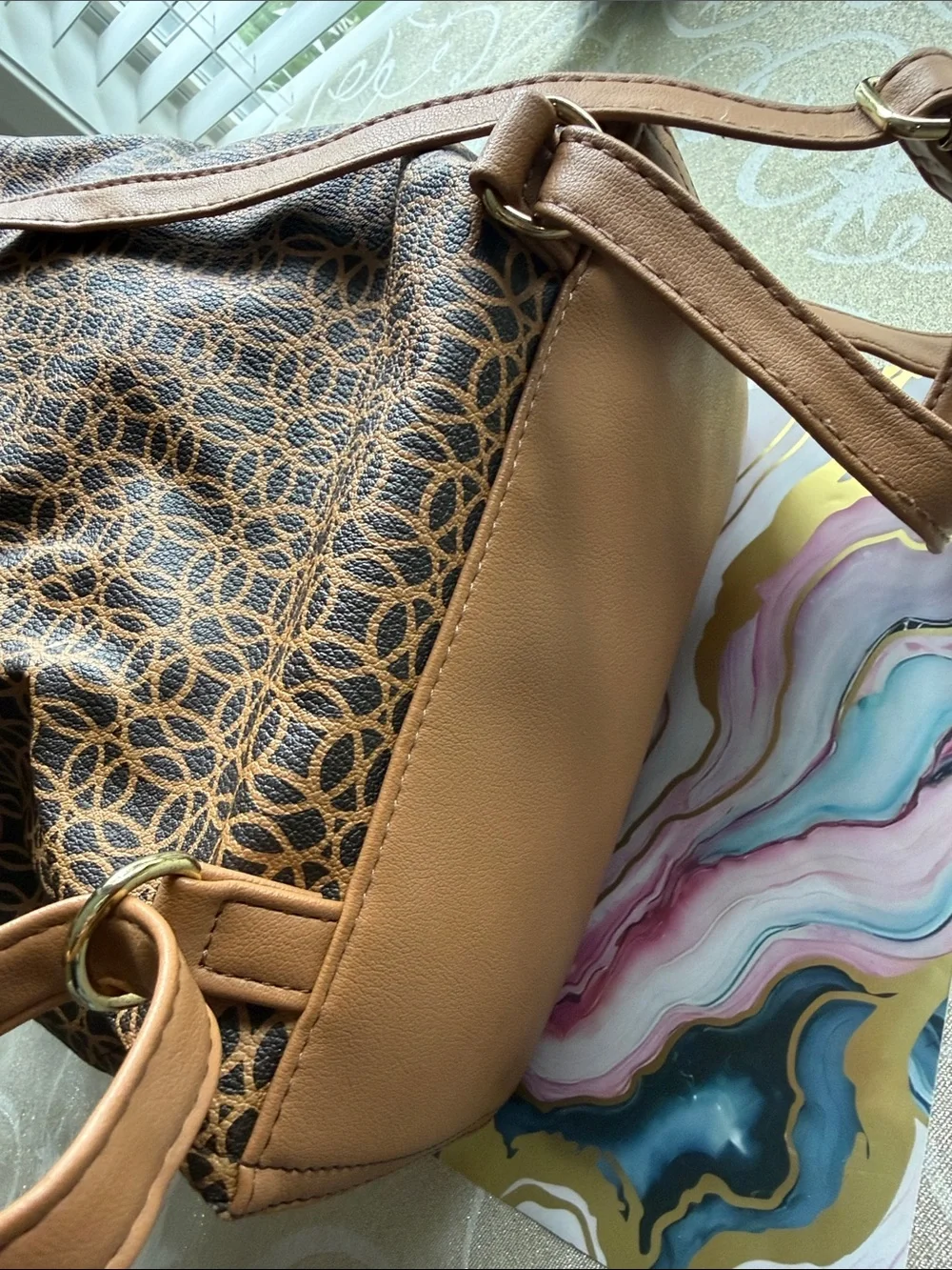 Stylish Brown Patterned Women’s Backpack